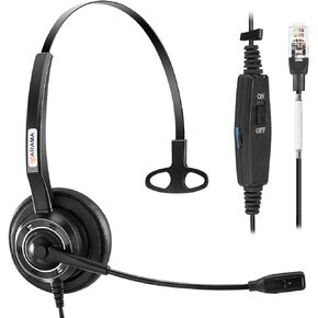 Phone Headset RJ9 with Microphone Noise Cancelling & Mute Switch, Telephone Headset Compatible with Polycom VoIP VVX311 VVX411 VVX310 VVX410 VVX300 VVX400 VVX401 VVX501ShoreTel 230 Landline Phone