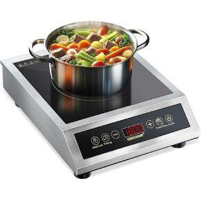 Induction Cooktop, Commercial Induction Hot Plate Electric Stove with 17 Power Levels, 200-1800W, 176~464°F, Child Safety Lock, 18-hour Timer, 1800W Induction Burners for Cooking