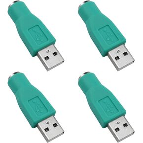USB to PS2 Adapter PS/2 Female to USB Male Converter Adapter Green for Mouse and Keyboard 4PCS