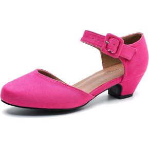 Enelauge Women's Ankle Strap Closed Toe Low Chunky Heel Dress Work Pumps
