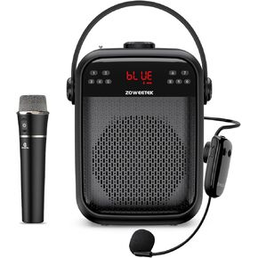 ZOWEETEK Voice Amplifier with 2 Wireless Microphones,Wireless Voice Amplifier Mic for Teachers,Portable Megaphone Buletooth PA System Speaker for Classroom,Meeting,Group outings,Party,Karaoke