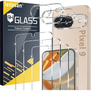[3+3 Pack] for Google Pixel 9 Screen Protector, 9H Tempered Glass, Ultrasonic Fingerprint Unlock, Case Friendly HD Clear for Google Pixel 9 Tempered Glass Screen Protector 5G