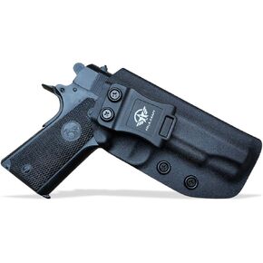 1911 Holster IWB Kydex Holster Custom Fit: Colt 1911 Commander .45 9mm 4.25 Inch Pistol - - Inside Waistband Concealed Carry - Adj. Cant Retention - Cover Mag-Button - No Wear - No Jitter