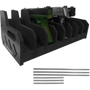 Pistol Rack with 4 & 8-Gun Slots Mounting Rod, Soft Foam Gun Safe Pistol Organizer, Handgun Rack Pistol Holder Ideal for Gun Storage Cabinet Accessories