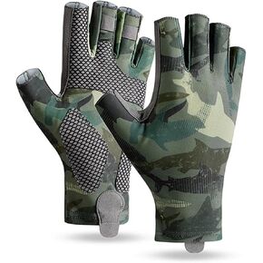 Fishing Gloves UPF 50+, Fingerless Sun Gloves UV Protection Men/Women for Boating, Cycling, Kayaking, Sailing, Hunting, Quick-Dry Breathable