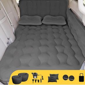 Car Air Mattress Bed, Inflatable Car Bed for SUV - Flocking+PVC Backseat Camping Mat with1 Charger, Mattress Sleeping Pads with 2 Pillows Fits Most SUVs Sedans Truck Van Rear Seat, 68L× 51W × 5.11H