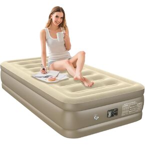 Air Mattresses with Built in Pump, Fast Inflation/Deflation Inflatable Mattress, Foldable Bed Home, Camping & Guests, 16in Bed Height,Blue, Queen Size