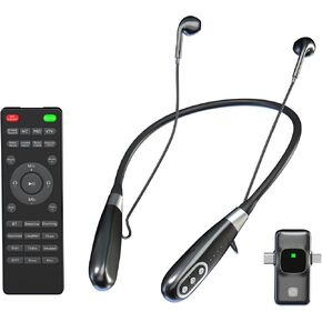 E8 Wireless Neckband Headset, Built-in Sound Card and Remote Control - for Live, Gaming, Video Recording, TikTok(Noise Cancelling Mic, Compatible with PC/Mobile Devices)