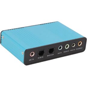 5.1 Channel USB Sound Card, Analog Play Recording External Sound Card for PC Laptop Computer with Multiple Interfaces, 48kHz Sampling Rate (Blue)