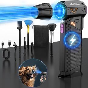 Compressed Air Duster, 210000RPM Mini Electric Air Duster Equipped with Continuously Variable Speed, Cordless Turbo Blower for Keyboard, PC, Car, Home, Outdoor(Without Vacuuming Accessory)
