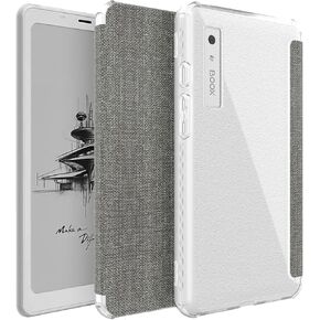 TUDIA SKN FLIP Designed for Onyx Boox Palma Case - [Magnetic Closure] Shockproof Slim Transparent TPU Back with Textured Leather 6.13" Cover (Beige)