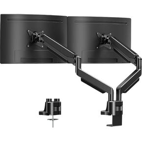 Dual Monitor Mount for Screens up to 42", Heavy Duty Ultrawide Dual Monitor Arm Holds Max 33lbs Each, Premium Gas Spring Adjustable Computer Monitor Stand for 2 Monitors, VESA Desk Mount