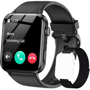 Smart Watch for Men Women - 1.85''HD Screen with Make and Answer Calls, with AI Voice Assistant, SpO2/Heart Rate/Sleep Monitor, 100+ Sports Modes, Smartwatch for Android and iOS (2 Straps)