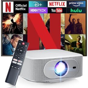 [Netflix Licensed] Smart Projector with Built-in Apps, Wifi Bluetooth, 1080P Native 4K Mini Projector, Auto Keystone/Electric Focus, Android 13 NTV, Outdoor Movie Projector, by Salange