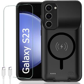 Battery Case for Galaxy S23, [10000mAh] Slim Portable Protective Fast Charging Case Backup Power Bank Battery Case Compatible with Galaxy S23-6.1 inch-Black