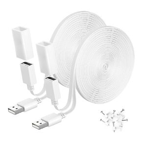 Itramax 2Pack 30FT Google Nest Camera Extension Cable,Flat USB Extension Cord Compatible with WYZE Cam V4 V3 V2,OG,Blink 4(4th Gen),Blink XT,Mini 2,Weatherproof Power Extender Charging Cable Wire