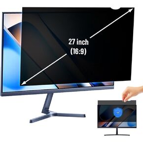 27" Privacy Filter Screen for 16:9 Widescreen Monitors, Blue Light Blocking Anti-Glare Eye Protection, Removable Scratch-Resistant Protector