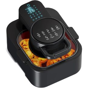 8QT Easy-View Digital Air Fryer, with Touch Panel, Precise Temp & Timer Control and Pre-Set Timer, Auto Shutoff, Roast, Bake, Air Fry, Broil, Reheat & Dehydrate, Black