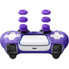 Thumb Grips for PS5/PS4/Switch Pro Controllers, Silicone Joystick Caps with Anti-Slip Design, 3 Heights (High/Mid/Low) Button Caps, Gaming Accessories for FPS/RPG/Action Games,Purple (6pcs)