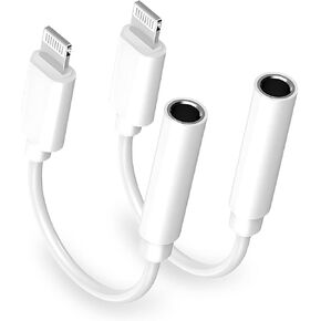 [Apple MFi Certified] Apple iPhone 14 Pro Max Headphone Adapter, 2 Pack Lightning to 3.5 mm Headphone Jack Aux Audio Cable Dongle Adapter Compatible with iPhone 14 13 12 11 Pro Max XS XR X 8 iPad