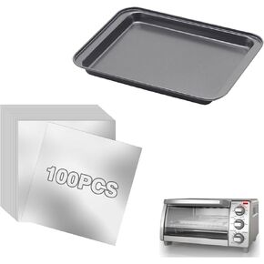 Baking Set Air Fryer Accessories for BLACK+DECKER 4-Slice Toaster Oven, Aluminum Foil Sheets and Oven Baking Tray for BLACK+DECKER Even Toast TO1745SSG-1A