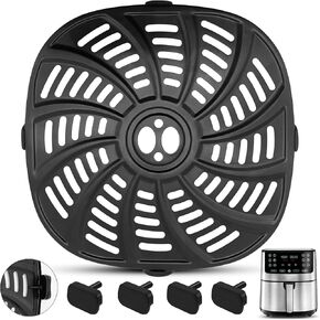 Air Fryer Accessories for Gourmia GAF716 GAF778 GAF798 7QT Air Fryer, Food Grade Nonstick 8.97''*8.97'' Air Fryer Replacement Parts Rack Tray Grill Pan Plate Crisper Plate, Dishwasher Safe