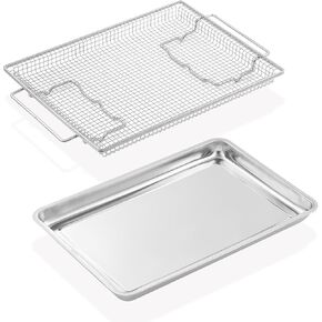 NX-AA5000RS Air Fryer Tray Replacement Parts for Samsung Stove Oven Parts 20.4 x 13.4 IN 304 Stainless Steel Air Fryer Basket and Tray PM48X120 GE Oven Parts Air Fry Crisper Basket 1 Set