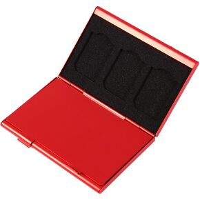 Aluminum Shock Resistant Carrying Box Memory Card Storage Case Holder 12 Slots Storage Box Case for Card & TF Card Memory Card Holder (Red)