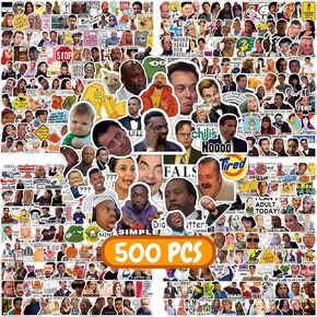 500 Pcs Funny Stickers for Adults & Teens - Trendy Meme Stickers, VSCO Vinyl Decals, Durable Waterproof Humor Stickers for Laptops, Water Bottles, Phones, Hard Hats - Gift for Meme Lovers