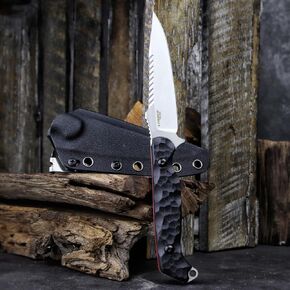 LR-869 EDC Tactical Fixed fighting blades Blade，Full Tang 14C28N Steel Reverse Serrations G10/Linen Handle Kydex Sheath For Camping Hiking Hunting (Black G10)