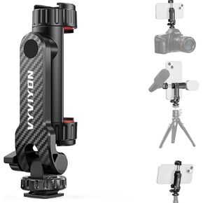 Cell Phone Tripod Mount, Tripod Phone Holder with 1/4" Screw 2 Cold Shoes, 360°Rotates 180°Tilts Adjustable Camera Hot Shoe Phone Mount for iPhone,Samsung, Selfie Stick, Camera Stand