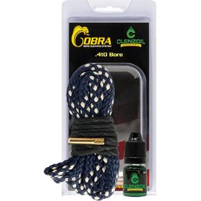 Clenzoil Cobra Bore Cleaning System - Efficient, Easy Gun Cleaning Kit - Includes CLP Gun Bore Cleaner - with Integrated Brass Bore Brush - Woven Cotton Rope - for 410 Bore Shotguns