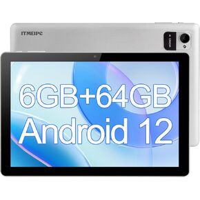 Tablet, 10.1" Android Tablet with Quad-Core Processor, 6GB RAM 64GB ROM, 1280 * 800 HD IPS Touchscreen, 6000 mAh Battery Last up to 8 Hours, WiFi 6, BT 5.2, Dual Camera