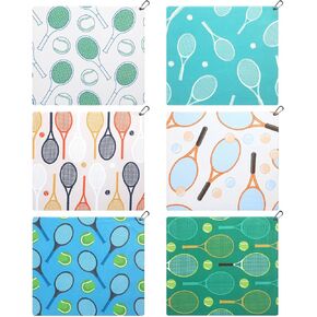 6 Pcs Soft Tennis Towel Fashionable Prints 15 x 17 Inch Absorbent Fast Drying Tennis Towel with Carabiner Clip Funny Hand Towel for Women Men Sports Player Fitness Tennis Gift