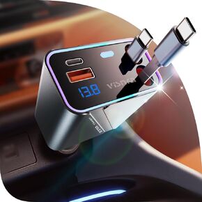 Retractable Car Charger [180W Max 2.9FT USB C Car Charger Adapter] Compatible with iPhone 16 Car Charger Fast Charging, Fast Charging Car Charger for iPhone 16 15 14 13 12, Samsung, Gray