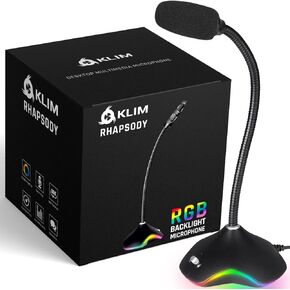 KLIM Rhapsody RGB Microphone + USB Microphone for PC + Best Sound Quality + Voice Recording, Speech Recognition, Streaming, YouTube, Podcast + Gaming Mic + Compatible with Windows Mac PS4 PS5
