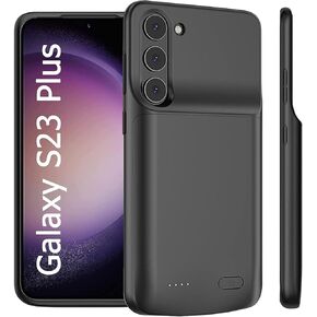 Fey Battery Case for Samsung Galaxy S23 Plus,Extended Backup Battery Charging Case for Samsung Galaxy S23+ Plus 5G - 4800mAh Rechargable Power Bank Charger Cover,Added More Extra Juice, Black