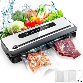 COVACURE Food Saver Vacuum Sealer Machine - 90Kpa Vacuum Sealer For Food with 12.6" Long Seal Length, 4 Fast Food Modes With 20 Vacuum Bags, Bulit-in Cutter & Vacuum Hose For Food Saver