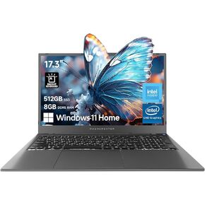 Machcreator 17.3 "كمبيوتر محمول ، FHD 120Hz ، معالج Intel ، 8GB DDR5 RAM ، 512GB SSD ، KB الخلفية ، لوحة اللمس الكبيرة ، مفتاحية الرقمية ، HDMI ، كاميرا الويب ، مفتاح مصراع الكاميرا ، Wi-Fi ، Windows 11 Home ، Gray Modern Modern