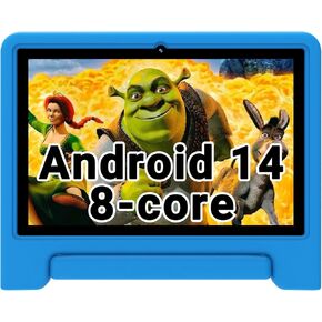 ApoloSign Kids Tablet Android 14 Tablet for Kid, 10.1 Inch Learning Tablet with Octa-core, 6(3+3)+64GB, Expandable Storage, Parental Control, Wi-Fi6, BT5, Droop-Proof Case Gift for Toddler(Blue)
