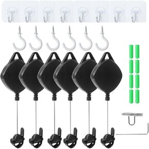 6 Packs VR Cable Pulley Ceiling Management System Retractable Hook for Quest Quest2 for GO Valve Index VR for Rift S Oculus Rift Vive Pro HTC Vive for PSVR2 HP Reverb G2 Data Charging Wire Accessories