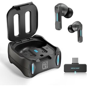 SW4 Wireless Gaming Earbuds for PC PS4 PS5 Switch Mobile - 2.4G Dongle & Bluetooth - 30ms Low Latency - Headphones with Built-in Microphone - 4 Mics PC Earbuds - PS5 Headset(White)