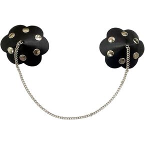 ZGMYC Sexy Round-shaped Nipple Cover with Gold Metal Chain, Reusable Self Adhesive Pasties Bra Tassel Body Chain for Party Rave Festival