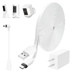 25ft/7.5m Charging Cable for Ring Spotlight Cam Plus/Pro (Battery), Ring Stick Up Cam Battery/Pro and Ring Pan-Tilt Indoor Cam, Waterproof Long Flat Power Cable for Ring Camera