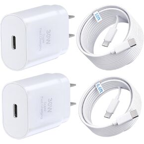 iPhone 15 16 Charger, 30W Super Fast Charging, USB C Block Type C Cable Cord [ 6.6ft + 10ft ] for iPhone 16,16 Plus,16 Pro,16 Pro Max, iPhone15, iPad Pro 12.9/11, Galaxy S24,S23-2Pack