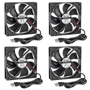 Alinan 4pcs 12025 12V Fan 120x120x25mm 2-pin Sleeve Bearing Brushless DC Cooling Fan 3D Printer Cooling Fan Computer Fan