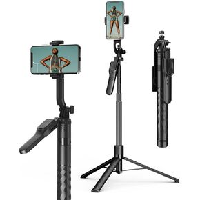 68.9" Extendable Tripod for Cell Phone and Selfie Stick for iPhone with Remote,Phone Tripod Stand for Recording,Compatible with iOS and Android Smartphones