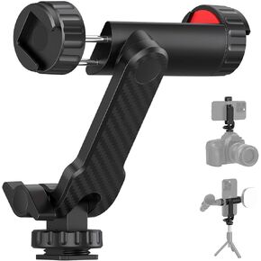 Phone Tripod Mount, Phone Holder for Tripod iPhone Mount, Universal Smartphone Mount Adapter with 2 Cold Shoes, 360° Rotates Adjustable Cell Phone Clip Clamp Holder for iPhone Android Phones