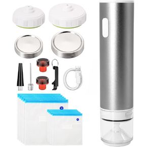 Handheld Vacuum Sealer for Food Preservation & Storage, Portable Mini Vacuum Sealer with 10 PCS Reusable Sous Vide Bags,Used for Wide Mouth and Regular Mouth Mason Jars