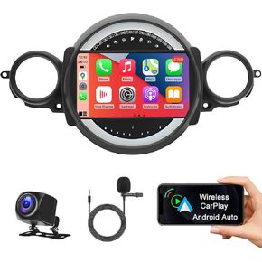 9 inch Android 13.0 Auto Radio for Mini Cooper R56 2007-2014,2+32G,Touchscreen Double Din Mini Cooper Radio Radio with Carplay Android Auto Receiver WiFi GPS Navi Bluetooth + AHD Backup Camera Mic